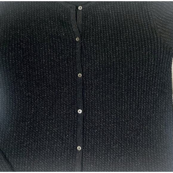 J Crew Cardigan Women’s Sz M Black Metallic Rib-Knit Cotton Blend - Picture 3 of 8